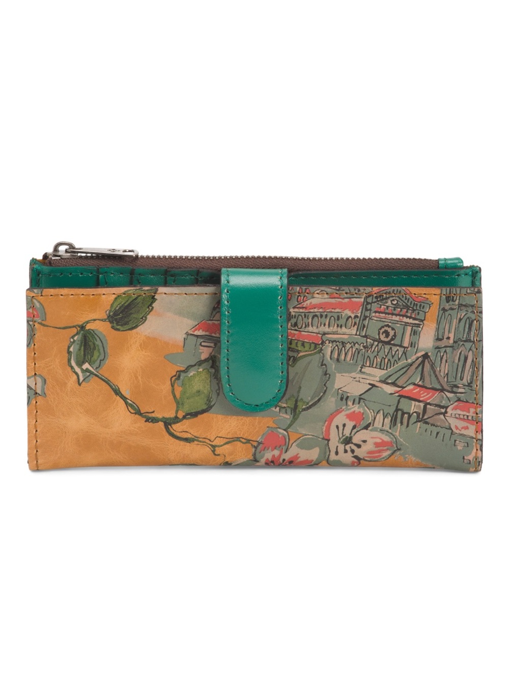 Patricia Nash Teal-Trim Floral & Cityscape Leather Wallet